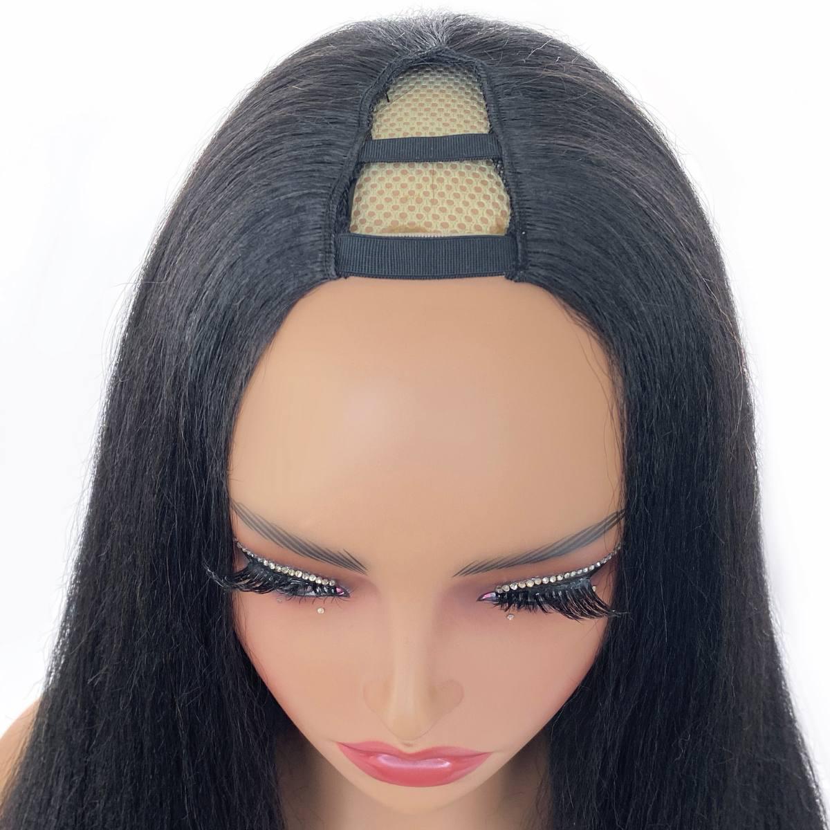 yaki straight v part wig top view