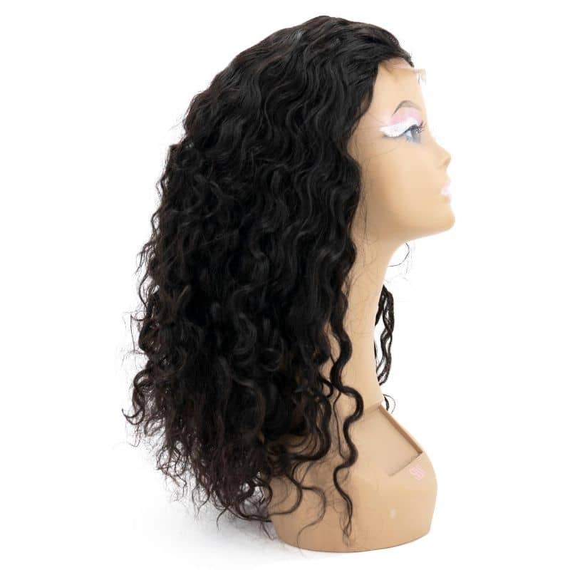 4"x4" messy curly hd closure wig side