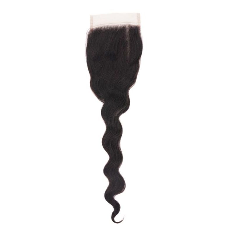 raw natural wave closure 4"x4" 